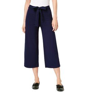 NWT Maison Jules Womens Tie Waist Casual Wide Leg Pants Blue Size Medium